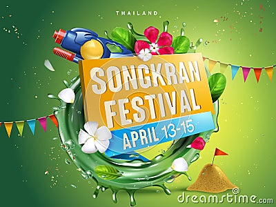 Songkran festival illustration Vector Illustration