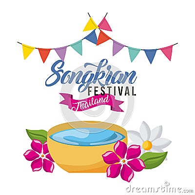 Songkran festival thailand greeting card decoration Vector Illustration