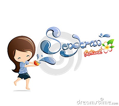 Songkran Festival in Thailand Vector Illustration