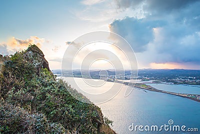 Songsan Ilchulbong view point in Jeju island, South Korea Stock Photo