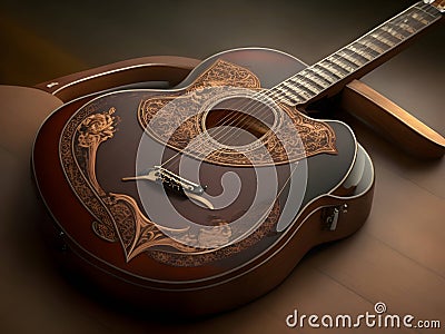 Sonic Elegance: Stunning Guitar Canvas Prints for Music Enthusiasts Stock Photo