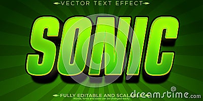 Sonic text effect, editable speedy and quick customizable font style Vector Illustration