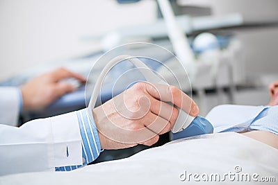 Sonogram procedure at modern hospital Stock Photo