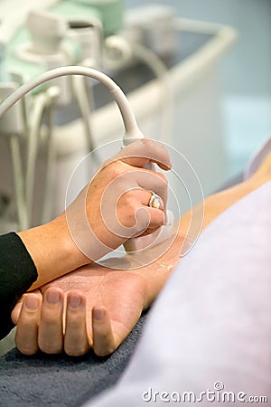 Sonography of tendon sheath Stock Photo