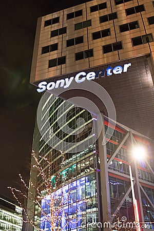 Sony Center at night, Berlin, Germany Editorial Stock Photo