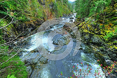 Sooke potholes and waterfall Stock Photo