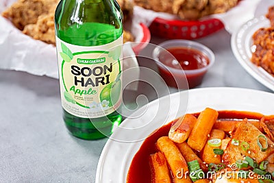 Soon Hari Apple soju Korean drink Editorial Stock Photo