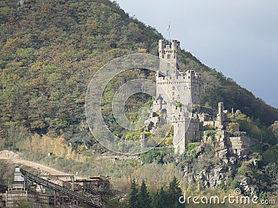 Sooneck Castle at Niederheimbach on the Rhine River Editorial Stock Photo