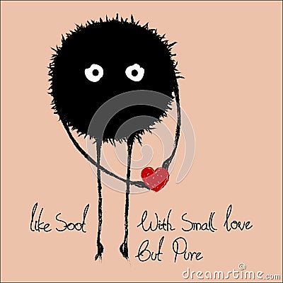 Soot with smal love heart but pure. jelaga Stock Photo