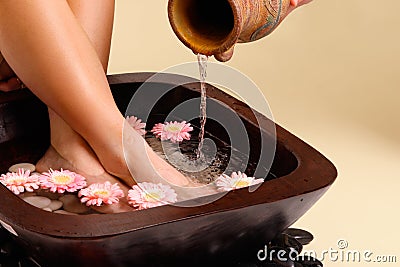 Soothing foot soak Stock Photo