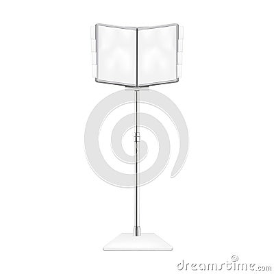 Sop display floor stand vector mockup. Information panel with tabbed folder realistic mock-up. Template for design Vector Illustration