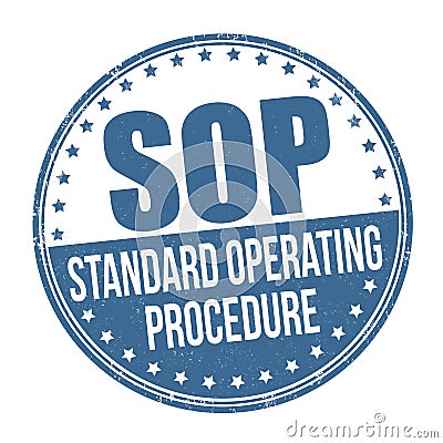 SOP Standard Operating Procedure grunge rubber stamp Vector Illustration
