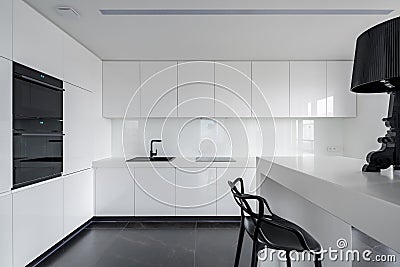 Sophisticated black and white kitchen Stock Photo