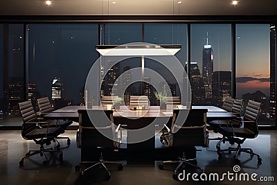 Boardroom scene illustrates the vision of success in the corporate world. AI Generated Stock Photo