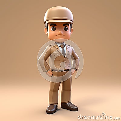 Sophisticated 3d Cartoon Character Worker In Uniform Stock Photo