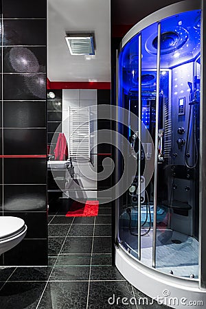 Sophisticated dark bathroom interior Stock Photo