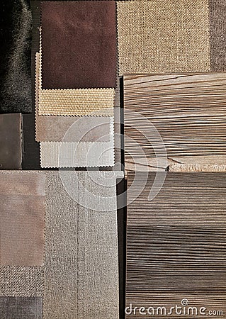 Sophisticated dark brown materials moodboard Stock Photo