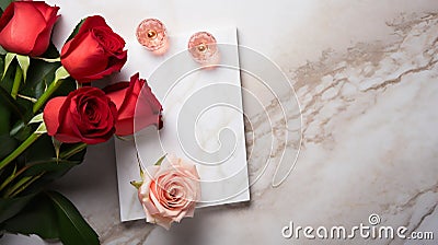 a sophisticated greeting card for a love proposal with a flat lay composition Stock Photo