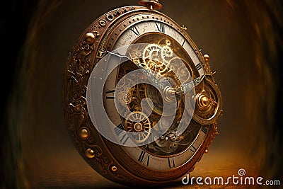 Sophisticated internal design of vintage watches with mechanical clockwork Stock Photo