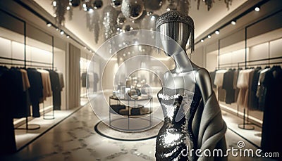 Elegant Mannequin Display in Luxury Fashion Boutique, AI Generated Stock Photo