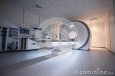 A Sophisticated MRI Scanner At Hospital. MRI Machine. Hospital Interior. Royalty-Free Stock
