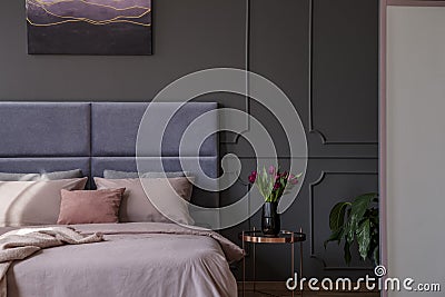 Sophisticated pastel bedroom interior Stock Photo