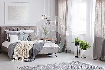 Sophisticated soft color bedroom Stock Photo