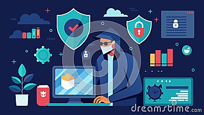 Sophisticated software scanning through millions of data points to identify potential vulnerabilities and prevent future Vector Illustration