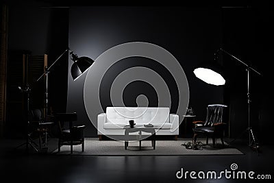 Sophisticated Studio lighting room isolated on black. Generate Ai Stock Photo