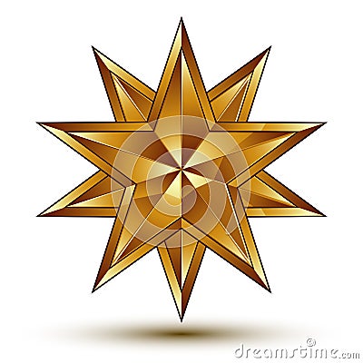 Sophisticated vector golden star emblem, 3d decorative design element, clear EPS 8. Vector Illustration