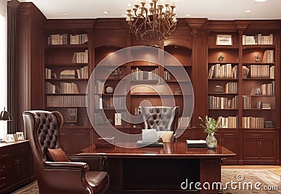 A sophisticated wine cellar with wooden racks, ambient lighting, and a tasting area, Stock Photo