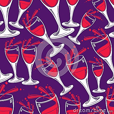 Sophisticated wine goblets continuous vector backdrop, stylish Vector Illustration