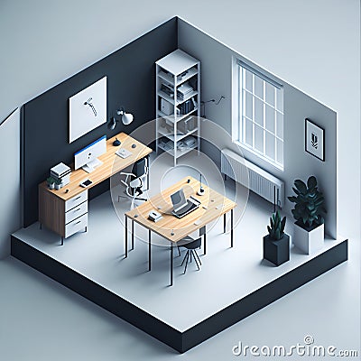 Sophistication in 3D Realistic Rendering and Modern Minimalism in Isometric Art Style Stock Photo