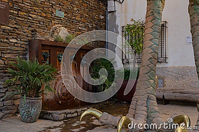 SOPORTUJAR, SPAIN - 16 MAY 2022 The house of the witch Baba Yaga on crow's feet in the tiny mountain village of Soportujar Editorial Stock Photo