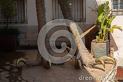 SOPORTUJAR, SPAIN - 16 MAY 2022 The house of the witch Baba Yaga on crow's feet in the tiny mountain village of Soportujar Editorial Stock Photo