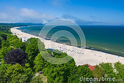 Sopot Beach Aerial View. Sopot resort in Poland from above. Sopot is major tourist destination in Poland Editorial Stock Photo