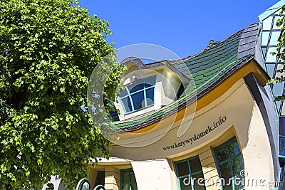 Krzywy Domek crooked little house at Monte Cassino Street, Sopot, Poland Editorial Stock Photo