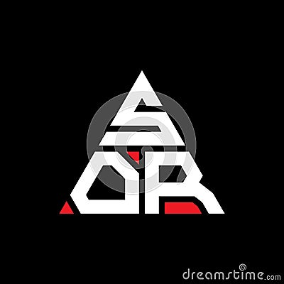 SOR triangle letter logo design with triangle shape. SOR triangle logo design monogram. SOR triangle vector logo template with red Vector Illustration