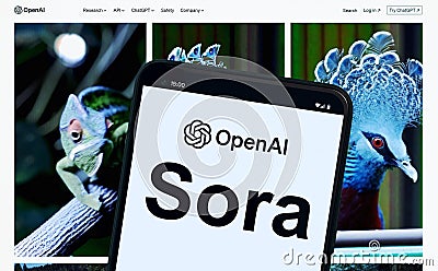 Sora OpenAI artificial intelligence generative AI video model Editorial Stock Photo