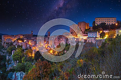 Sorano at night Stock Photo