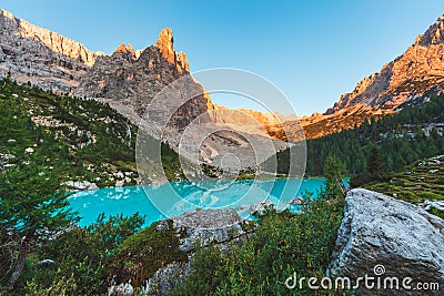 Sorapis lake in Dolomites, Italy Stock Photo