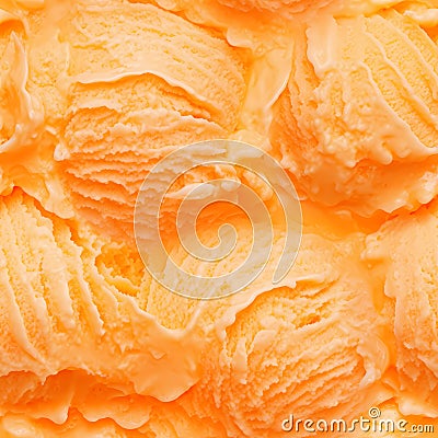 Sorbet orange flavors in seamless pattern style. Close up creamy gelato dessert in intricated texture. Generative AI Stock Photo