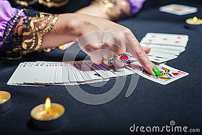 Sorceress telling fortunes Stock Photo