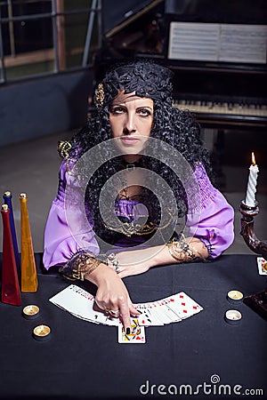 Sorceress telling fortunes Stock Photo