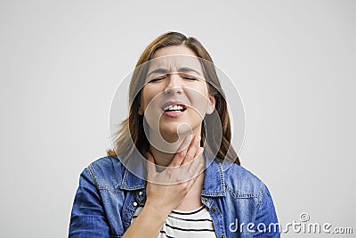 Sore throat Stock Photo