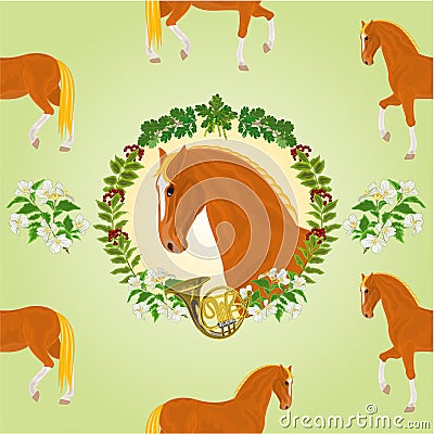 Sorrel horse head of stallion hunting theme vector Vector Illustration