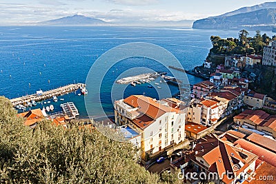 Sorrento city, Gulf of Naples and Mount Vesuvius, Italy Stock Photo