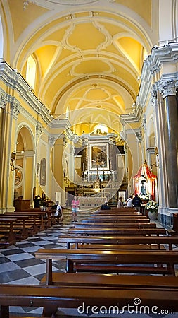 Sorrento, Italy - May 27, 2023: The ancient cathedral of Santa Maria delle Grazie, founded in 1512 in Massa Lubrense Editorial Stock Photo