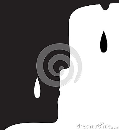 Sorrow concept, grief and cry idea, Vector Illustration