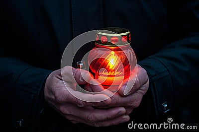 Sorrowful-candle in the memory of famine genocide Starvation Holodomor Editorial Stock Photo